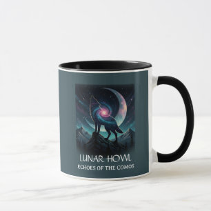 Caneca Silhueta de Lobo Galáxia com Lua de Nebulosa Místi