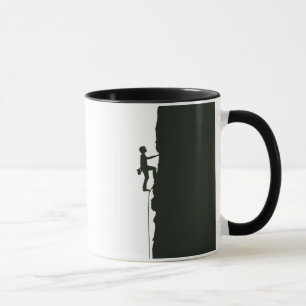 Caneca Silhueta de Montanhista de Escalada em Rocha