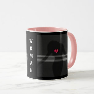 Caneca Silhueta de Mulher, Coração Flor e Amor
