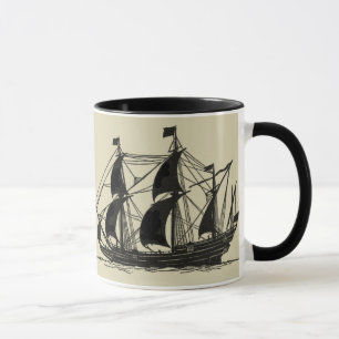 Caneca Silhueta de navio com velas para barrar