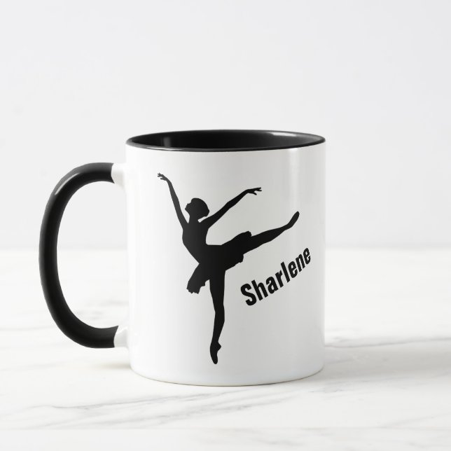 Caneca Silhueta de Pose Arabesca de Ballet (Esquerda)
