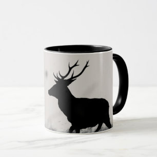 Caneca Silhueta de Veado Vermelho Preto e Branco