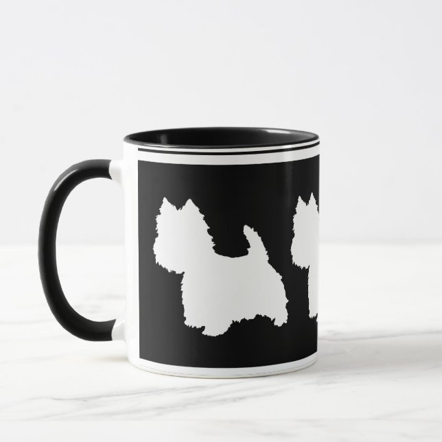 Caneca Silhueta de Westie Branco no Preto (Esquerda)