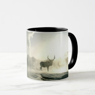 Caneca Silhueta do nascer do sol do alce no Castle Geyser
