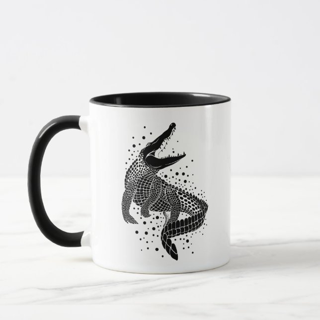 Caneca Silhueta Preta de um Crocodilo (Esquerda)
