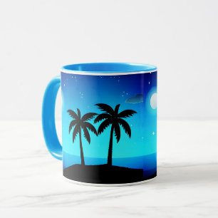 Caneca Silhueta tropical com lua e estrelas