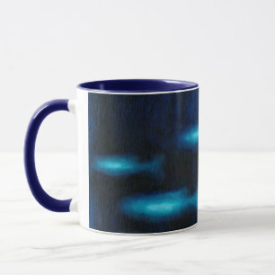Caneca Silhuetas de Peixes Azuis Translúcidos