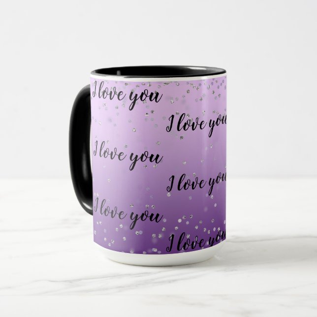 Caneca Silver Confetti Purple Ombro Love (Frente Esquerda)