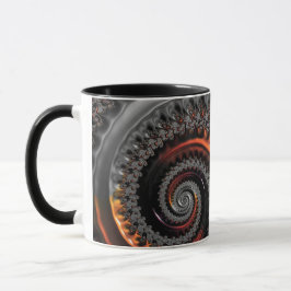 Caneca Silver e Orange Mandelbrot com Sphere Mug