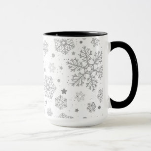 Caneca Silver snowflakes on white