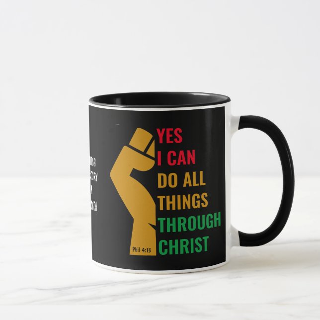 Caneca SIM EU POSSO ATRAVÉS DO CRISTO Phil 4:13 Christian (Direita)
