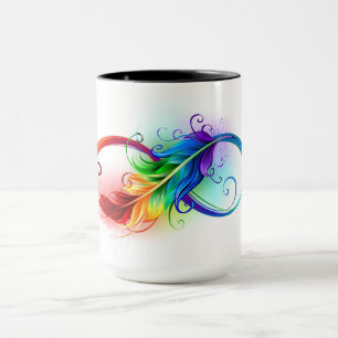 Caneca Símbolo de Infinito com Pena de Arco-íris