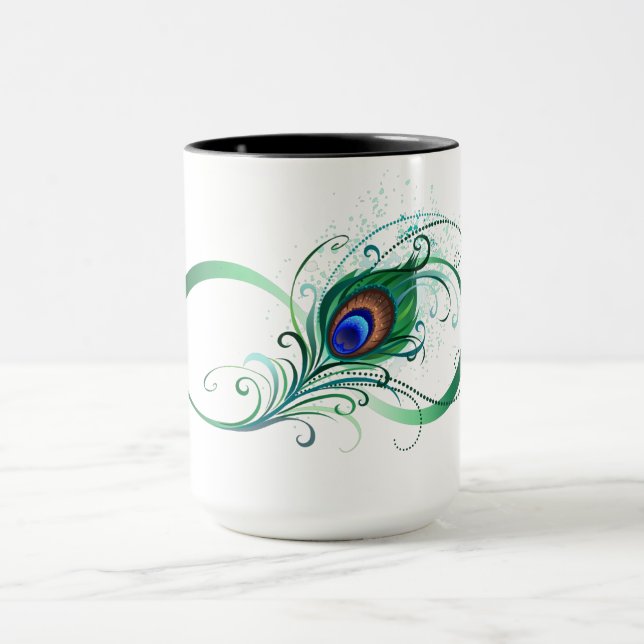 Caneca Símbolo de Infinito com Pena de Pavão (Centro)