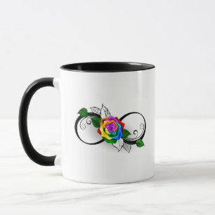Caneca Símbolo de Infinito com Rosa Arco-íris