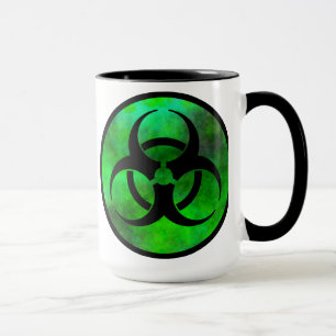 Caneca Símbolo de perigo biológico de nevoeiro verde Mu
