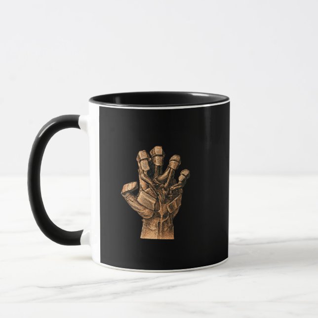 Caneca Símbolo de Poder Hacker Abstrato de Mão de Quebra  (Esquerda)