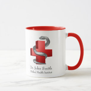 Caneca Símbolo de Serpente Cruz Médica Vermelha Cobra