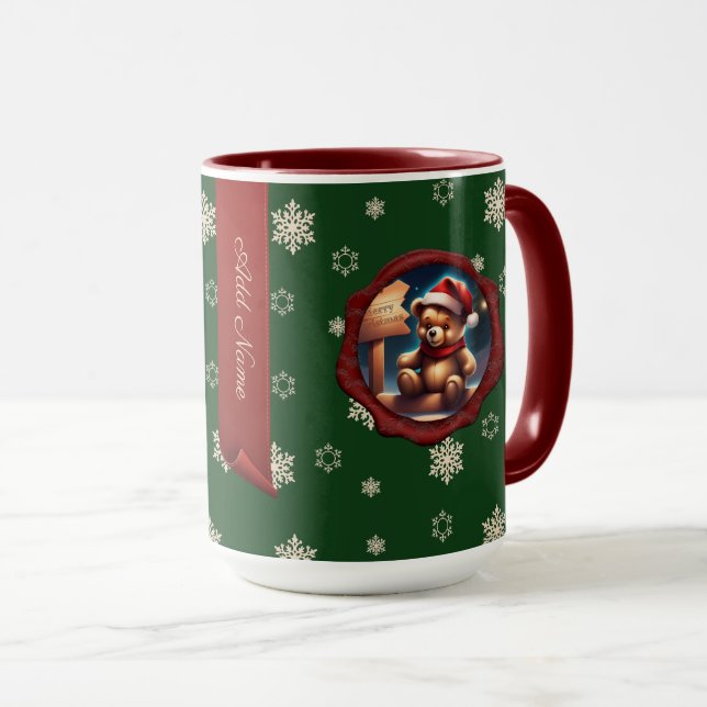 Caneca Símbolo de Ursinho de Natal - Banner Personalizado (Frente Esquerda)
