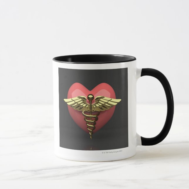 Caneca Símbolo do coração com símbolo médico (caduceus) (Direita)