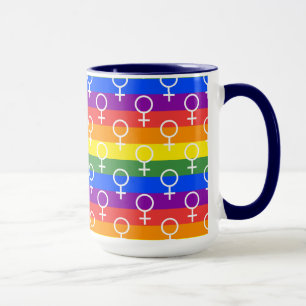 Caneca Símbolo feminino do padrão arco-íris