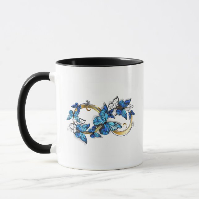 Caneca Símbolo Infinito de Borboletas Azuis Morpho (Esquerda)