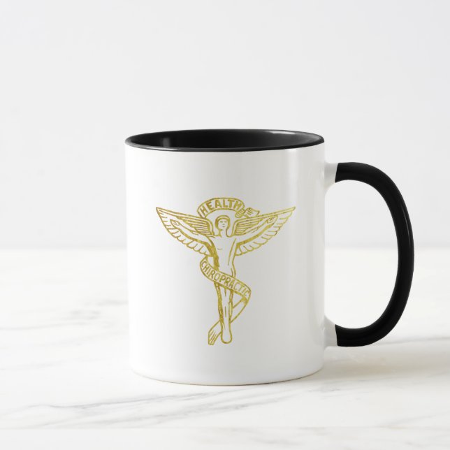 Caneca Símbolo mediano quiroprático Tampão Dourado (Direita)