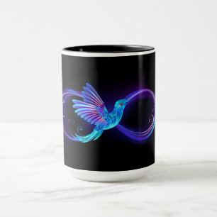 Caneca Símbolo Neon Infinity com Hummingbird brilhante