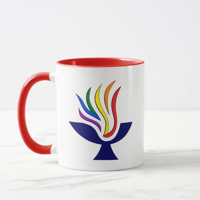 Caneca Símbolo TVUUC - Símbolo de Chalice Flaming (Esquerda)