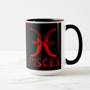 Caneca Símbolo vermelho do horóscopo dos peixes