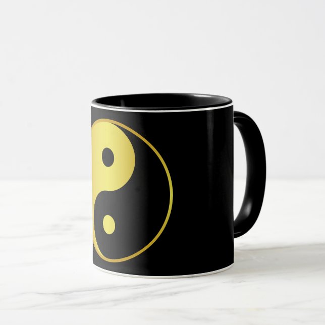 Caneca Símbolo Yin e Yang | Dourada filosofia asiática co (Frente Esquerda)