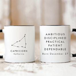 Caneca Símbolo Zodiac do Capricórnio Minimalista Personal
