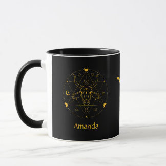 Caneca Símbolo Zodiac Taurus Ouro Yellow Personalizable M
