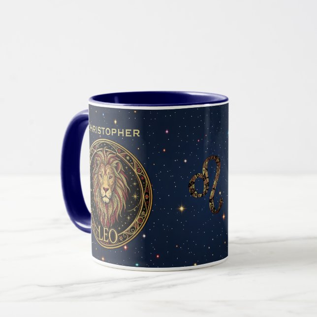Caneca Símbolo Zodiacal de Leão ou Leão (Frente Esquerda)