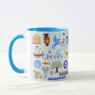 Caneca Símbolos da Grécia Amantes de Viagens