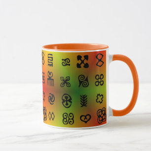 Caneca Símbolos de Adinkra com cores africanas