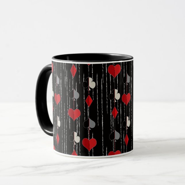 Caneca Símbolos de cartas de pôquer. (Frente Esquerda)
