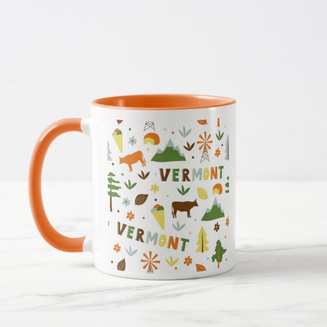 Caneca Símbolos de Estado Tema de Arte Vetor Vermont (Esquerda)