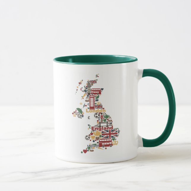 Caneca Símbolos do mapa de Inglaterra (Direita)