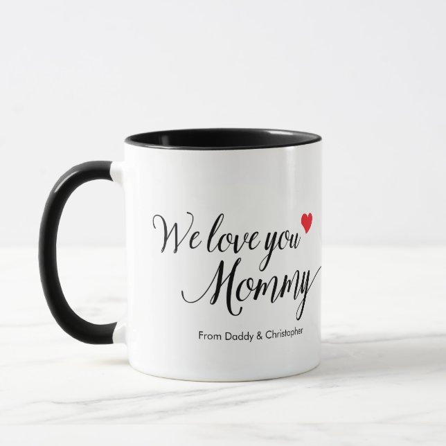 Caneca Simples Amamos Seu Dia de as mães De Fotografia De (Esquerda)
