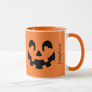Caneca Simples Cara De Abóbora Preta No Dia Das Bruxas La