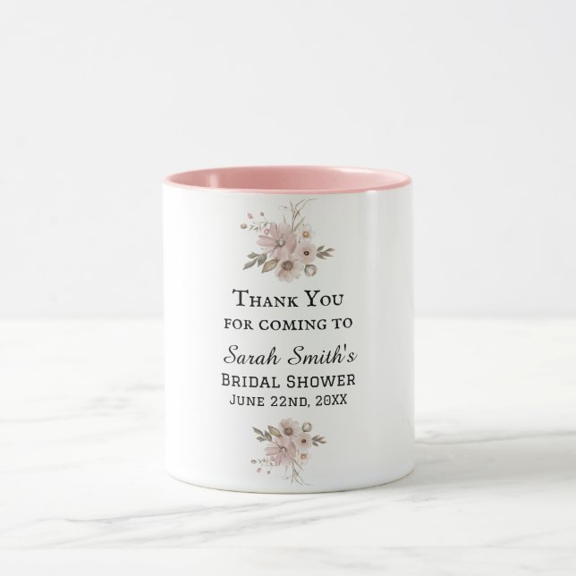 Caneca Simples Chá de panela Floral De Aquarela Obrigado (Centro)