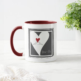 Caneca Simples e Personalizado Pássaros do Amor Coração V