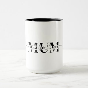 Caneca Simples, elegante Eu Amo Você Mamãe. Dia das Mães