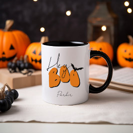 Caneca Simples Halloween Retro Divertido Ei Boo Orange Ad
