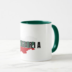 Caneca Simples mapa moderno da Bulgária - Letra Flag Souv