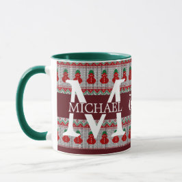Caneca Simples Monograma Moderno e Elegante de Natal