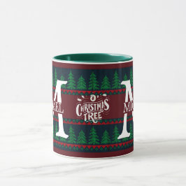 Caneca Simples Monograma Moderno e Elegante de Natal