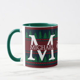 Caneca Simples Monograma Moderno e Elegante de Natal