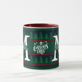 Caneca Simples Monograma Moderno e Elegante de Natal