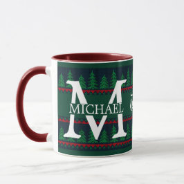 Caneca Simples Monograma Moderno e Elegante de Natal